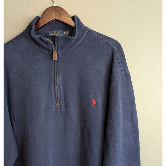 Polo Ralph Lauren Size XLT Quarter Zip Sweatshirt Mens Blue Pullover Tall 1/4 - Picture 2 of 5